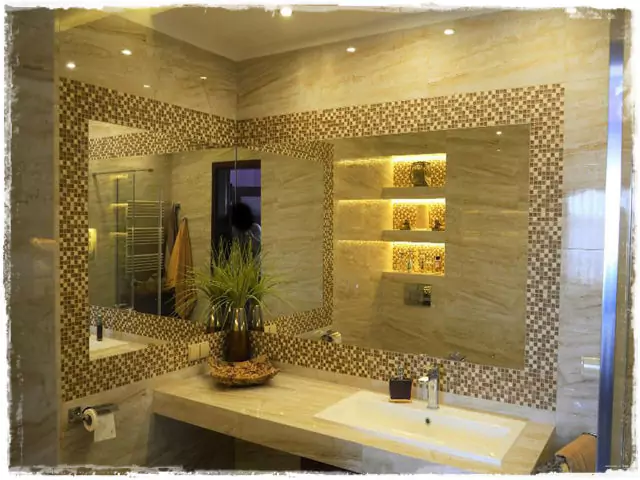 épített mosdópult tükörrel